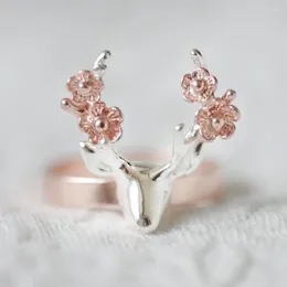 Cluster Rings Women Double Colors Sika Deer Ring Elk Finger Fashion Jewelry Christmas Gift