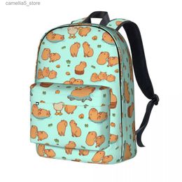 Backpacks Cute Capybara Backpack Giant Rodent Funny Outdoor Backpacks Student Elegant High School Bags Colourful Lightweight Rucksack Q231108