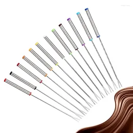 Forks 6PCS/Set Stainless Steel Fork Pot Fondue Melting Skewer Kitchen Cheese Fruit Dessert Tools Tableware