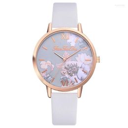 Wristwatches Retro Rose Flower Dial Design Ladies Watches Women Fashion Luxury Dress Watch 2023 Casual Woman Quartz Leather Clock Moun22