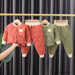 Clothing Sets Wintert Keep Warm Clothes for Baby Girl Boy Autumn Thicken Cotton Jacket Pants 2Pcs Sets Children Outerwear Casual Tracksuits R231107