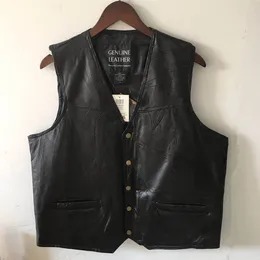 Men's Vests Sheepskin Stitching Vest Autumn Windproof Warm V-neck Leather Motorcycle For Men