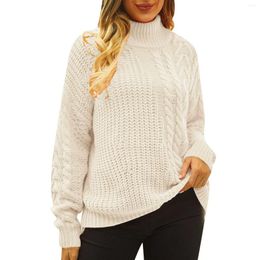 Women's Sweaters 2023 Autumn And Winter Twist Knit Sweater Loose Half High Neck Long Sleeve Top Casual Unisex Tops Jumper