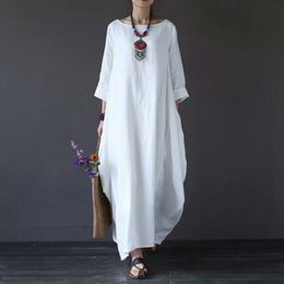 Casual Dresses Summer Autumn Large Dress Women's 4xl 5xl Loose Vintage Dress Bohemian Shirt Dress Maxi Robe Fashion Women's White Dress 230407