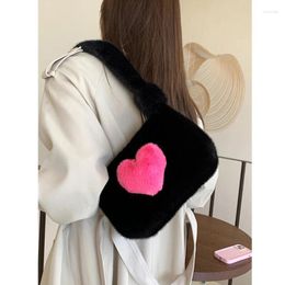 Evening Bags Women's Love Plush Underarm Bag 2023 Autumn/Winter Contrast Soft Zipper Shoulder Sweet Cool Spicy Girl Handbag