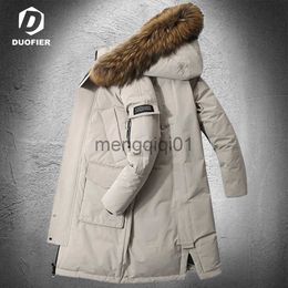 Men's Down Parkas Down Jacket Men's Fashion Outdoor Workwear New Style Long Puffer Jackets Faux Fur Collar Thick Warm Winter White Duck Down Coats J231107
