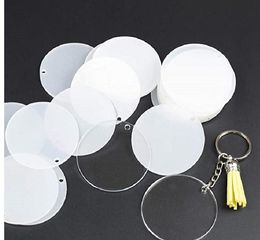 Creative Keyring Blank Disc with 3cm Suede Tassel Vinyl Keyrings Available Monogrammed Clear Acrylic Disc Tassel Keychain 12 LL