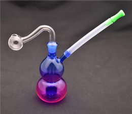 Mini Glass Bong Bubblers percolater dab oil rig glass Water Pipe rainbow mini ash catcher bong with glass oil burner pipe dhl free