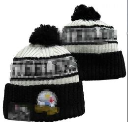 Men Knitted Cuffed Pom Pittsburgh Beanies PIT Bobble Hats Sport Knit Hat Striped Sideline Wool Warm BasEball Beanies Cap For Women A6