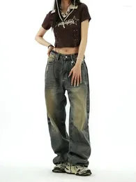 Women's Jeans Y2K Distressed Baggy Women Vintage 90s Oversize Wide Leg Denim Pants Korean Style Harajuku Trousers