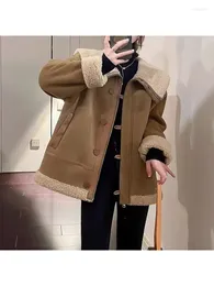 Women's Fur Woman Clothing Coat For Women 2023 Winter Loose And Versatile Short One-piece Plus Velvet Thickened Motorcycle Jacket