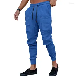 Men's Pants Casual Multiple Pockets Eu Size Trousers Sports Men Loose Hip Hop Drawstring Trendy