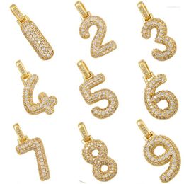 Pendant Necklaces Hip Hop Arabic Numerals Pendants Inlay Clear Colour Noble Zircon Charms DIY Keychain Necklace Bracelet Accessories Figure
