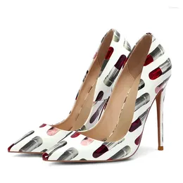 Dress Shoes Minan Ser Women's High Heels Elegant Hand-printed Stilettos 12 Cm Fashion Size