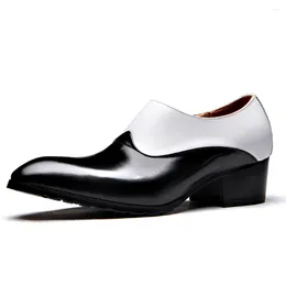 Dress Shoes Men Oxford Fashion Pointed Toes Zipper Footwear For British Leather Black And White Colour Matching