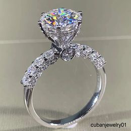CAOSHI Luxury Jewellery Silver Plated Round Brilliant Cut 6 Prong Diamond Side Stone Crystal Engagement Wedding Women Rings