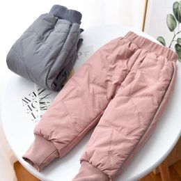 Trousers 2023 Autumn Winter 1-8Y Children Leggings Warm Pants Girls Thick Ski Boys Four Layers Padded Fleece Cotto