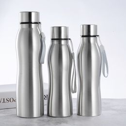 Water Bottles 1000/750ML stainless steel water bottle bicycle sports drink cup leak proof portable water bottle with handle rope BPA free 230407