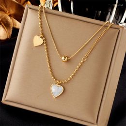 Chains 316L Stainless Steel Simple Shell Love Pendant Multi Layered Chain Fashion Exquisite Jewellery Necklace