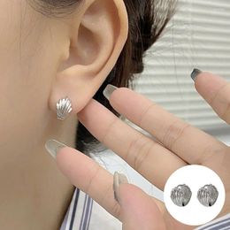 Backs Earrings 925 Sterling Silver Geometric For Women Girl Simple Shell Shape Texture Design Jewellery Party Gift Drop