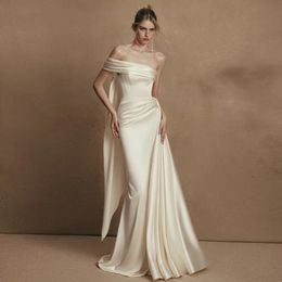Simple Mermaid Wedding Dress Elegant One Shoulder Sleeveless Floor Length Satin Ivory Bridal Gowns for Bride Women Vestidos De Novia 2024