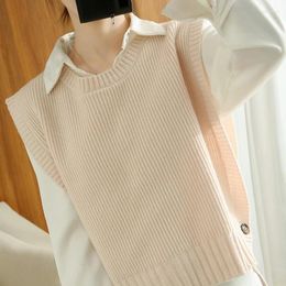 Women's Sweaters Spring And Autumn Style Wool Buttoned Knit Pullover Vest Sleeveless Korean Fashion Loose Commuter Waistcoat Sweater