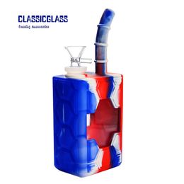 Smoke Juice Box Silicone bong water pipe dab rig oil rigs with glass bowl Silicon Hookah shisha