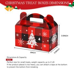 Christmas Decorations Red Plaid Goody Candy Boxes Xmas Treat With Handles 3D Gable Holiday Party Favors Supplies For Kid Chocolate Tre Otyxu