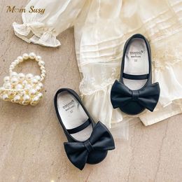 Sneakers Fashion Baby Girl Princess Bowknot Shoes Child Flat Soft PU Bottom Dance Black Spring Autumn Summer Party 230407