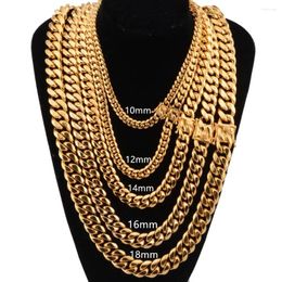 Chains Fashion 8-18mm Wide 16-40 Inch Men Gold Color Stainless Steel Miami Curb Cuban Link Chain Necklace Or Bracelet Jewelry