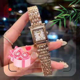 Popular Business Women's Lovers Watch Top Designer Quartz Movement Clock Small Two Pins Digital Number Dial Business Leisure Tank Series Bracelet Wristwatch Gifts