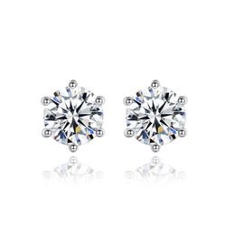 Luxury brand Six Claw Moissanite Heart Stud Earrings Jewellery European Women S925 Silver Classic Earrings for Women Wedding Party Valentine's Day Birthday Gift SPC