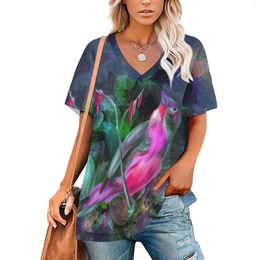 Women's T Shirts Tee Oversize T-shirt Bird Graphic Print Summer Y2k T-shirts Short Sleeve Shirt Top