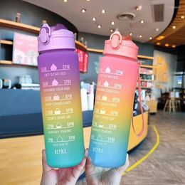 Water Bottles 900ML Bottle Motivational Drinking Sports With Time Marker Portable Reusable Plastic Cups Colorful