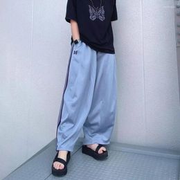 Men's Pants 2023ss Wide Leg Needles Sweatpants Men Women Oversized Blue AWGE Trousers Embroidery Butterfly