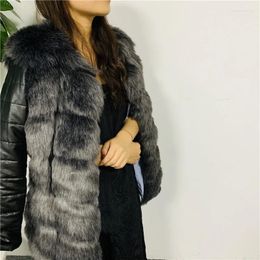 Women's Fur Faux Coat Slim Leather Jacket 2023 Winter Thick Warm For Women Black Long Sleeve Overcoat Female Plush Clothing