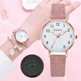 Wristwatches Fashion Women Set Bracelet Watch Student Children Pink Girl Leather Strap Digital Quartz Ladies Gift ClockWristwatches Bert22