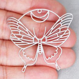 Charms WZNB 10Pcs/lot Butterfly Moth Moon Stainless Steel Pendant For Jewellery Making Diy Earring Necklace Accessories Wholesale