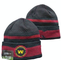 Men Knitted Cuffed Pom Washington Beanies was Bobble Hats Sport Knit Hat Striped Sideline Wool Warm BasEball Beanies Cap For Women a7