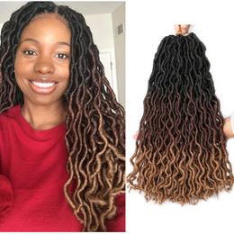 Pre Looped Gypsy Locs Crochet Braids Hair Extensions 18 inches Wavy Locs Hair Ombre Faux Locs