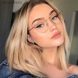 Sunglasses Frames New Vintage Round Glasses Frame Women Metal Small Circle She Eyewear Clear Optical Eyeglasses Transparent Lens Spectacle GafasL231107