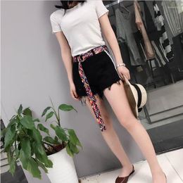 Belts Fashion Lady Colour Canvas Belt Casual Double-sided Decorative Women's Double Loop Women Students Waistband