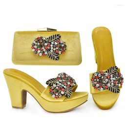 Dress Shoes Yellow Party Shoe And Bag Set From Italy Wedding Wed Designer Matching Purse Italian Ssandal Clutch