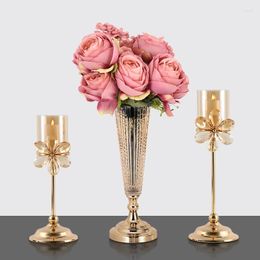 Candle Holders Centerpiece Vases Metal Wedding Modern Glass Lanterns Nordic Home Kaarsen Decor WW50CH