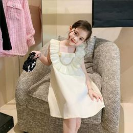 Girl s Dresses Baby Girl Beige France Style Ruffles Princess Summer Sleeveless Children Clothes Party Wz802 230407