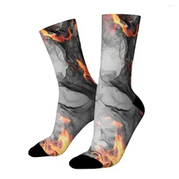 Men's Socks Gray Fire Straight Male Mens Women Spring Stockings Polyester
