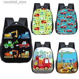 Backpacks Truck/Ambulance/Car/Tractor Backpack Children's 12 Inch Kindergarten School Bag Cartoon Printing Excavator Backpack Q231108