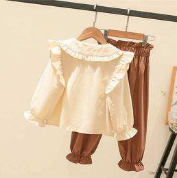 Set di abbigliamento 2023 primavera autunno bambini vestiti per ragazze abiti Camicetta a maniche lunghe per bambini Camicie Set di vestiti R231107