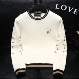 Designer autumn winter men's and women's clothing boutique jacquard round neck cartoon long sleeve hoodie youth plus size knitted vertical grain star pattern