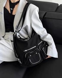 Evening Bags Women Bag Nylon Bucket Fashion Solid Zipper SOFT Shoulder Purses And Handbags Luxury Designer Black Tote Backpack